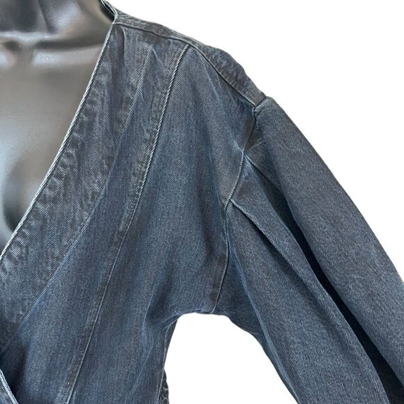 ETICA Mira Denim Wrap Dress in Black Lava - Picture 5 of 14